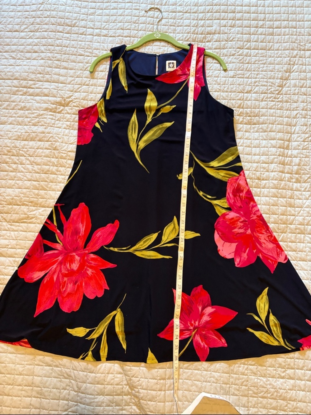 Women’s Navy Floral A-Line Dress with Pink & Green Print - Picture 10 of 10